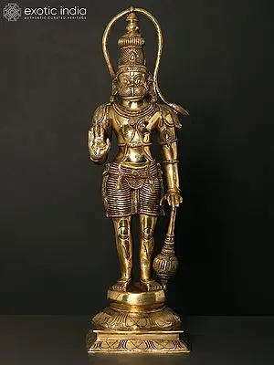 27" Standing Lord Hanuman in Blessing Gesture | Brass Statue