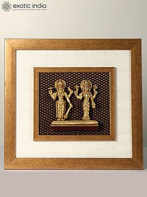 15" Framed Lakshmi Narayana In Brass | Wall Hanging