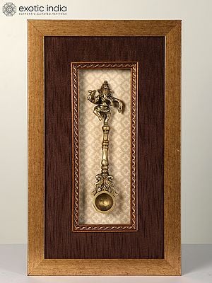 18" Framed Dancing Lord Ganesha Spoon | Wall Hanging