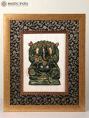 18" Wood Panchmukhi Lord Ganesha In Brass | Wall Hanging