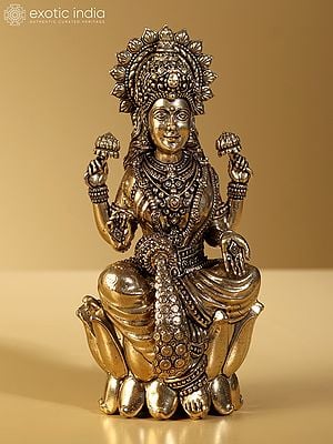 5" Brass Superfine Idol of Goddess Lakshmi