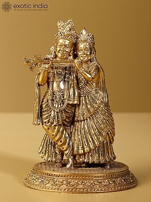 5" Small Superfine Radha Krishna Brass Statue