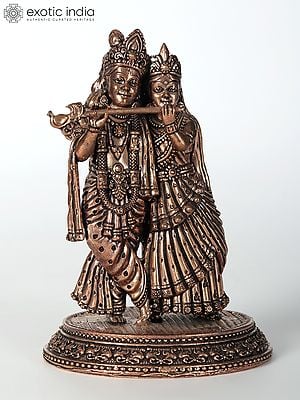 5" Small Superfine Radha Krishna Brass Statue