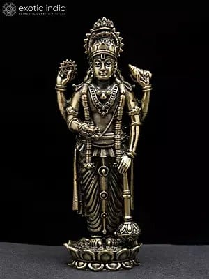 Superfine Lord Vishnu Idol Standing on Lotus | Brass Statue