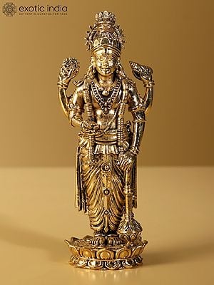 Superfine Lord Vishnu Idol Standing on Lotus | Brass Statue