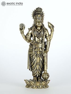 Superfine Lord Vishnu Idol Standing on Lotus | Brass Statue