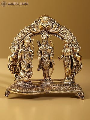 4" Small Shri Ram Darbar with Kirtimukha Prabhavali | Brass Statue