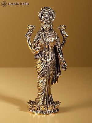 Superfine Devi Lakshmi Brass Statue Standing on Lotus