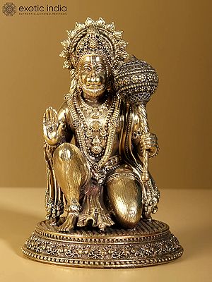 Superfine Sitting Lord Hanuman in Blessing Gesture | Brass Statue