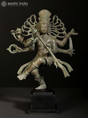 9" Brass Dancing Lord Shiva (Nataraja) on Wood Base