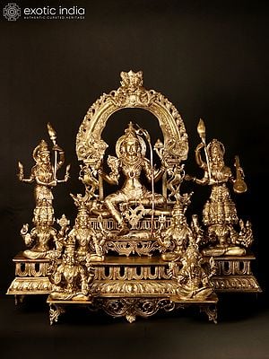 30" Superfine Goddess Rajarajeshwari Bronze Idol with God and Goddess