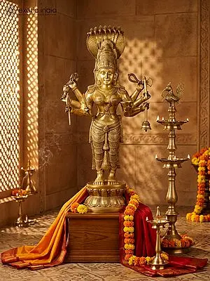 43" Brass Idol Of Superfine Ashtabhuja Goddess Karumariamman