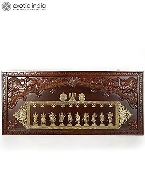 65" Fine Dashavatar - Lord Vishnu | Wood Wall Hanging Frame