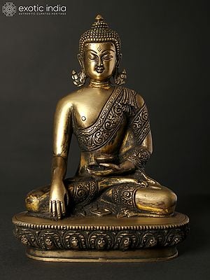 8" Bhumisparsha Buddha Brass Statue