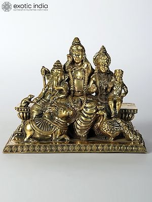 4" Small Shiva Family | Brass Statue