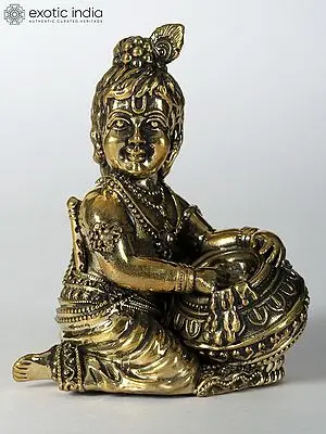 Small Butter Krishna Brass Statue (Different Sizes)