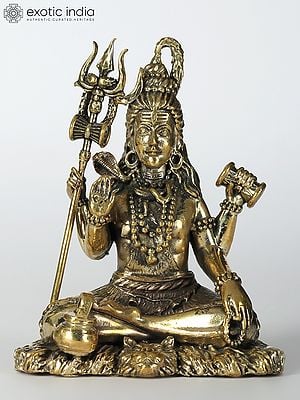 3" Superfine Idol of Bhole Shankara Small Brass Statue