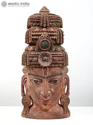 30" Large Lord Vishnu Head | Wood Carved Statue