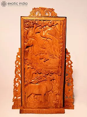 11" The Hunting View in Jungle | Sandalwood Panel