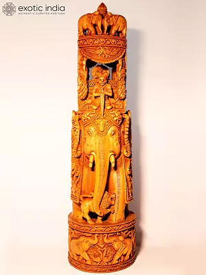 26" King's Royal Procession On Elephant | Beautiful Statue With Attractive Carving