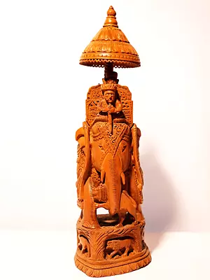 15" Beautiful Royal Elephant Ride | Attractive Wood Caving Idol