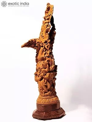 20" Many Krishna Playing Flute On Wood Base | Attractive Wood Statue