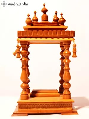 8" Wood Four Sided Opened Temple With Beautiful Top