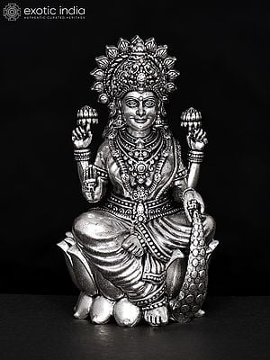 4" Brass Statue of Superfine Goddess Lakshmi Seated on Lotus