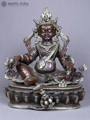 13" Tibetan Buddhist God of Wealth Kubera Copper Statue | Nepalese Copper Idol
