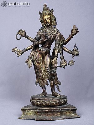 13" Amogh Pass Lokeshvara | Copper Statue Gilded with Gold | From Nepal