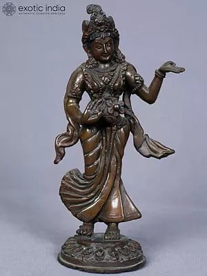 8" Dancing Goddess Parvati Copper Statue | From Nepal