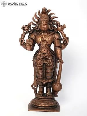 6" Small Standing Lord Vishnu Copper Statue