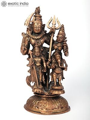 7" Shiva Family | Copper Statue