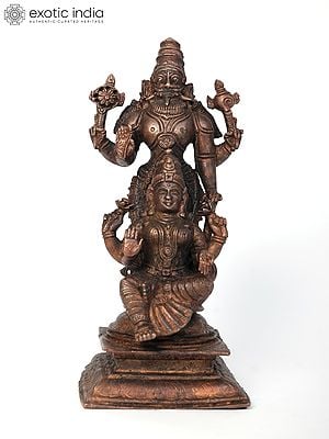 7" Lakshmi - Narasimha Copper Statue
