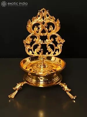 12" Designer Lamp with Stand | Brass with Superfine 24 Karat Gold Plating