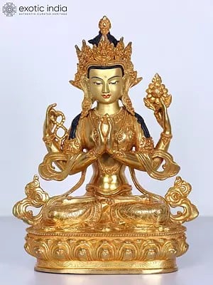 13" Chenrezig (Avalokiteshvara) Idol from Nepal | Nepalese Copper Statue
