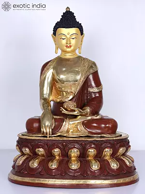 18" Copper Shakyamuni Buddha Figurine from Nepal