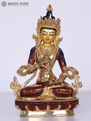 8" Buddhist Deity Vajrasattva Copper Statue | From Nepal