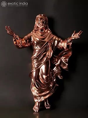 19" Superfine Jesus Christ Statue | Wall Hanging | Brass with 24 Karat Rose Gold Plating