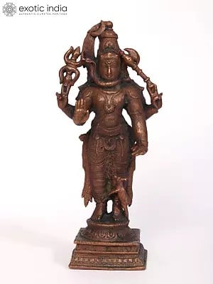 6" Small Standing Lord Shiva Copper Statue