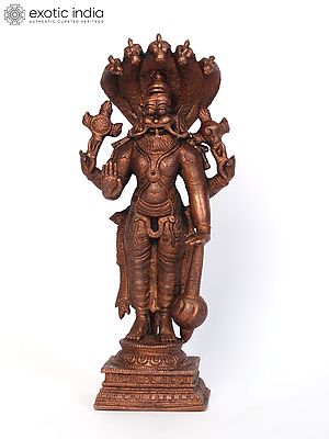 6" Small Standing Lord Narasimha Copper Statue