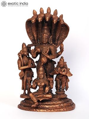 Garuda and Narada Paying Obeisance to Lakshmi Vishnu | Copper Statue