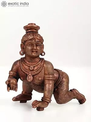 4" Small Crawling Krishna | Copper Statue