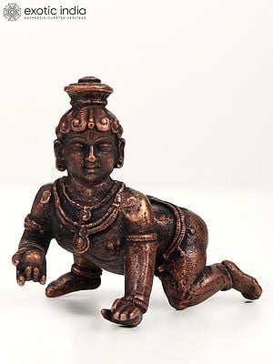 3" Small Laddu Gopal Krishna | Copper Statue