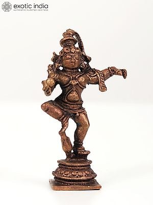 3" Small Dancing Lord Krishna Copper Statue