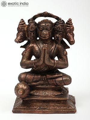 4" Small Panchamukhi Hanuman | Copper Statue