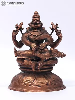 4" Lord Narasimha Killing Hiranyakashyap | Copper Statue