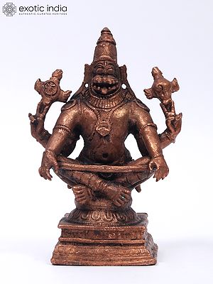 4" Small Yoga Narasimha | Copper Statue