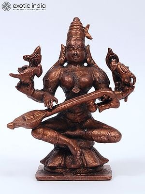 4" Small Goddess Raja-Matangi | Copper Statue