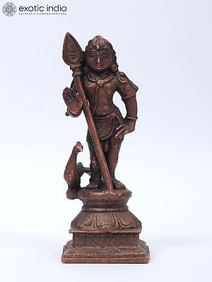 5" Small Standing Lord Karttikeya (Murugan) | Copper Statue